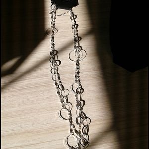 Lane Bryant necklace 60" silver tone